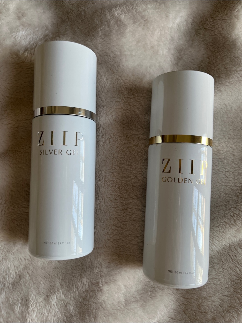 ZIIP Silver Gel & Golden Gel Duo - White Bottles with Silver & Gold Trim